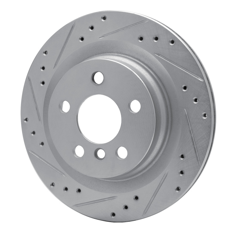 BMW 228I Gran Coupe Brake Rotor (1) - Rear Left - R1 Concepts - Drilled & Slotted - Silver - `16-`26
